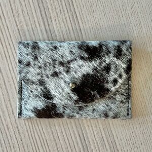 Leather Animal Print Wallet with fur texture